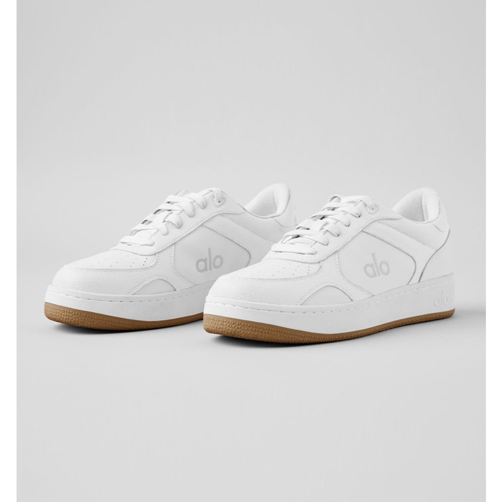 Alo Recovery Sneakers in White with Gum Sole
